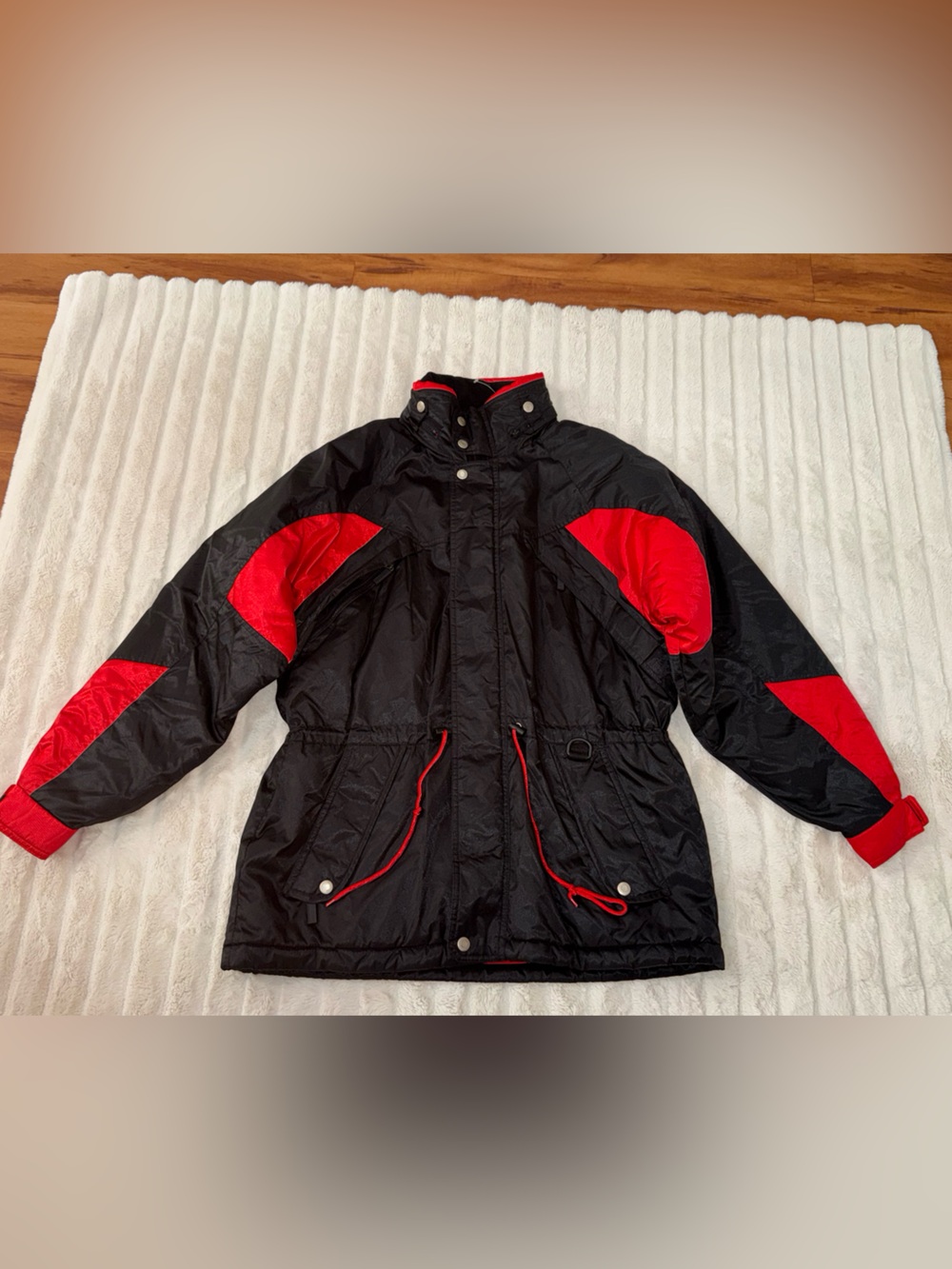 Vintage 90s Marlboro Unlimited Black Red Compass Logo Puffer Jacket Medium